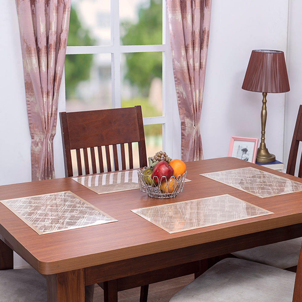 Golden Frame in Wood Print Table mat(Set of 6 pcs)