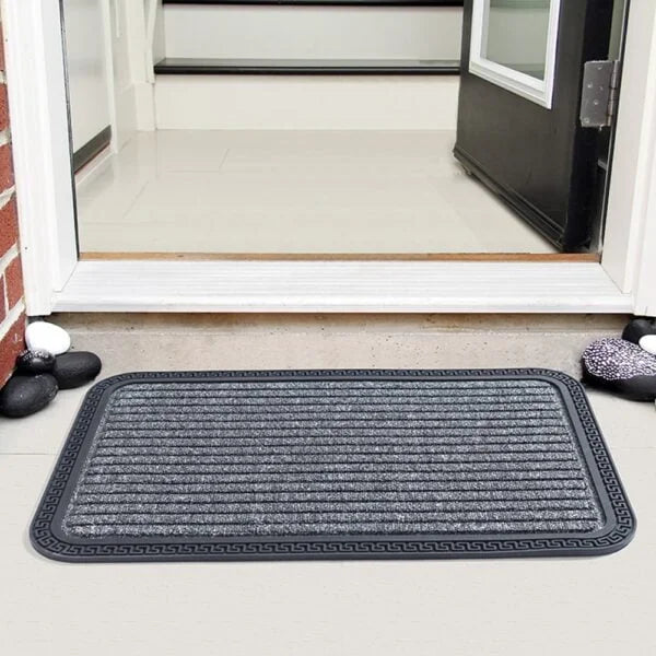 Grey & Black Band Mat(Set Of 2 )