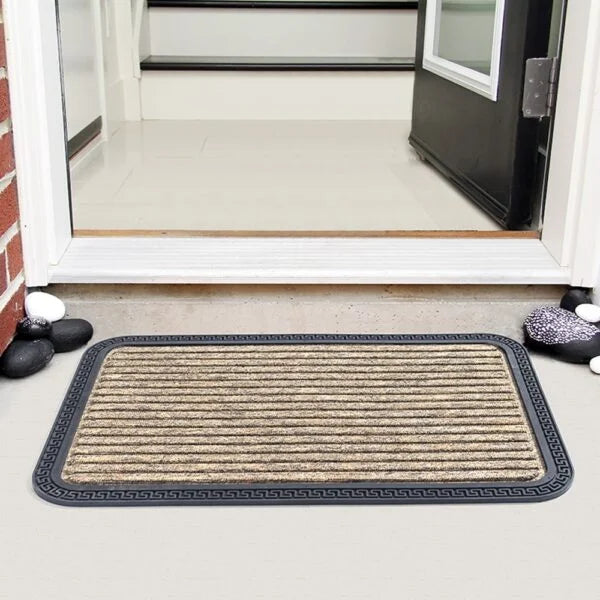 Beige & Black Band Mat(Set Of 2 )