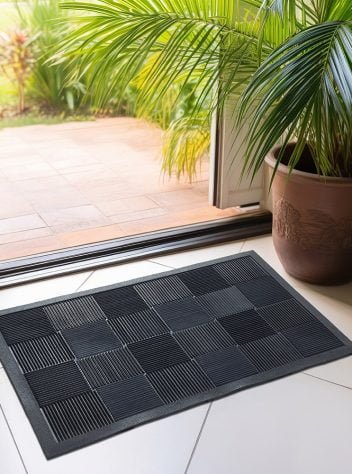 Stripe & Square Entrance Mat